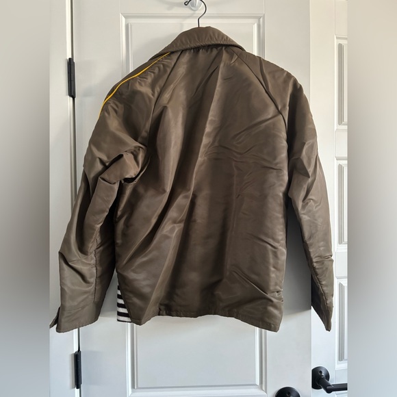 Vintage 1970s Retro Nylon Jacket Brown & Yellow Varsity Style Patch Detail Rare - Picture 6 of 6